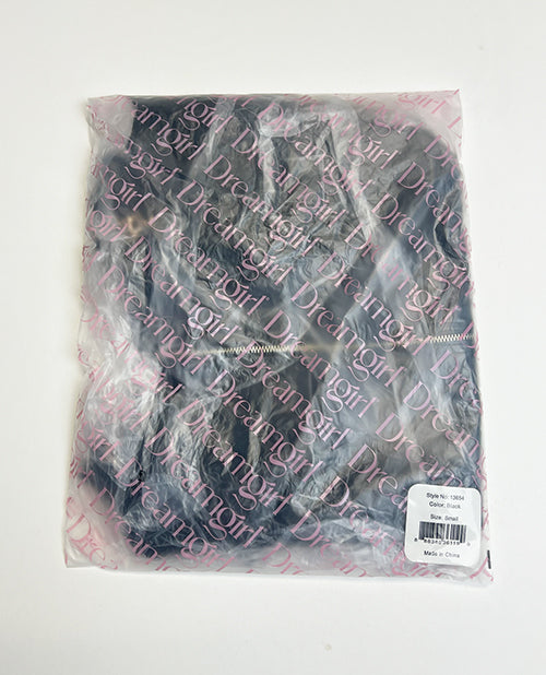 Embroidered Stretch Faux Leather and Mesh Chemise - Black XL