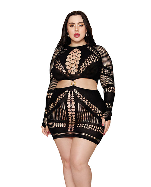 Seamless Chemise w/Gold Ring Detail - Black QN