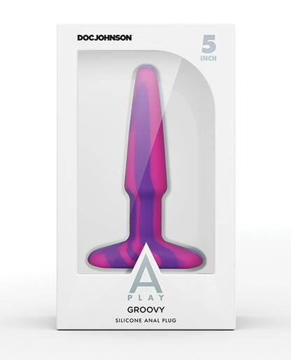 A Play 5" Groovy Silicone Anal Plug - Multicolor/Pink
