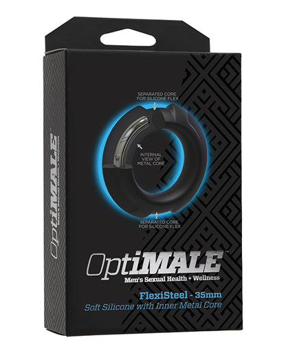 OptiMale FlexiSteel Cock Ring - 35 mm Black