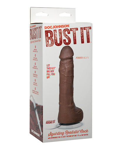 Bust It Squirting Realistic Cock w/1 oz Nut Butter - Brown