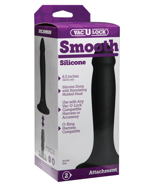 Vac-U-Lock Smooth Silicone Dong - Black