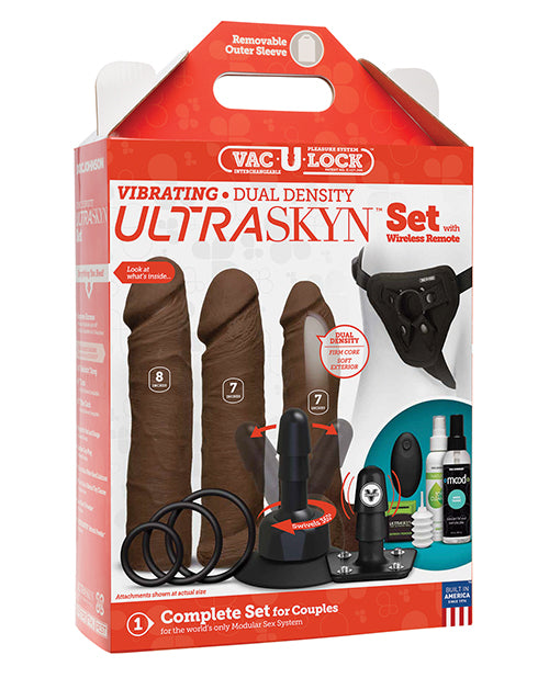 Vac-U-Lock Vibrating Dual Density ULTRASKYN Set w/Wireless Remote - Chocolate