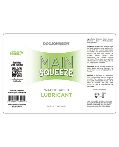 Main Squeeze Main Squeeze Water-Based Lubricant - 3.4 oz - Image 4
