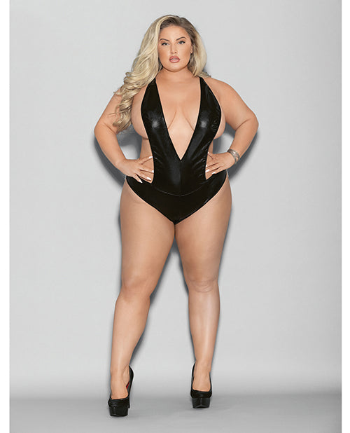 Euphoria Euphoria Wet Look Deep V Teddy Black O/Q