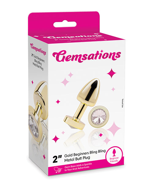 Gemsations 2" Beginners Bling Bling Metal Butt Plug - Gold