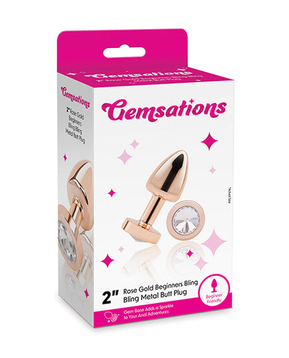 Gemsations Gemsations 2" Beginners Bling Bling Metal Butt Plug - Rose Gold - Image 11