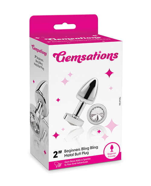 Gemsations 2" Beginners Bling Bling Metal Butt Plug - Silver