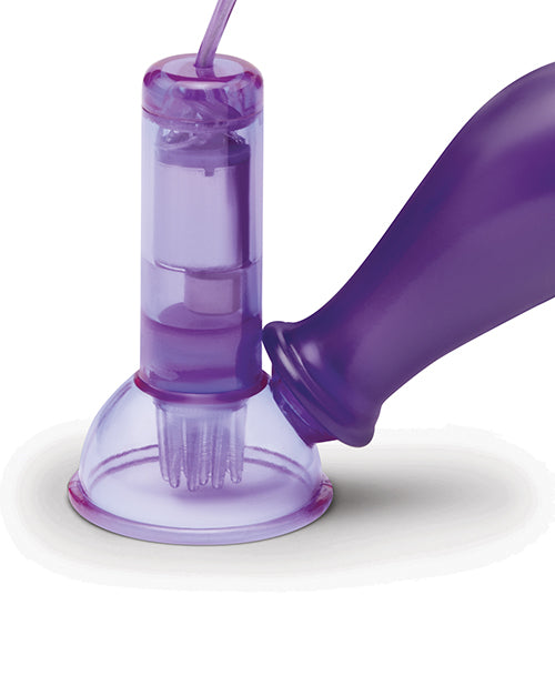 Lux Fetish Vibrating Nipple Suckers w/Wired Remote Control - Purple