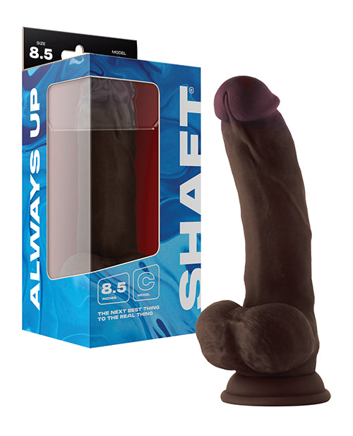 Shaft Model C Flexskin Liquid Silicone 8.5" Curved Dong w/Balls - Mahogany