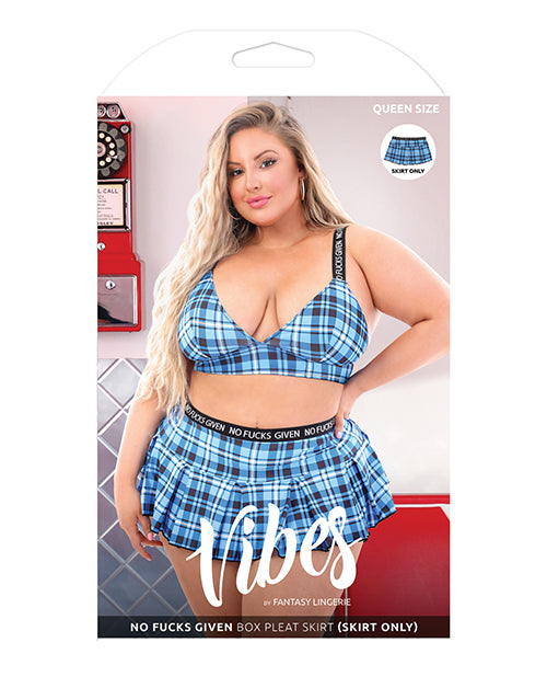 Vibes No Fucks Given Box Pleat Skirt Monday Blue QN