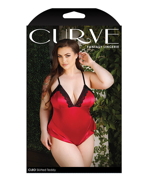 Curve Cleo Skirted Teddy w/Snap Crotch Red 1X/2X