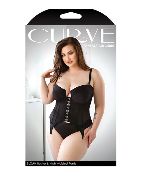 Curve Sloan Cropped Bustier Top & Panty Black 3X/4X