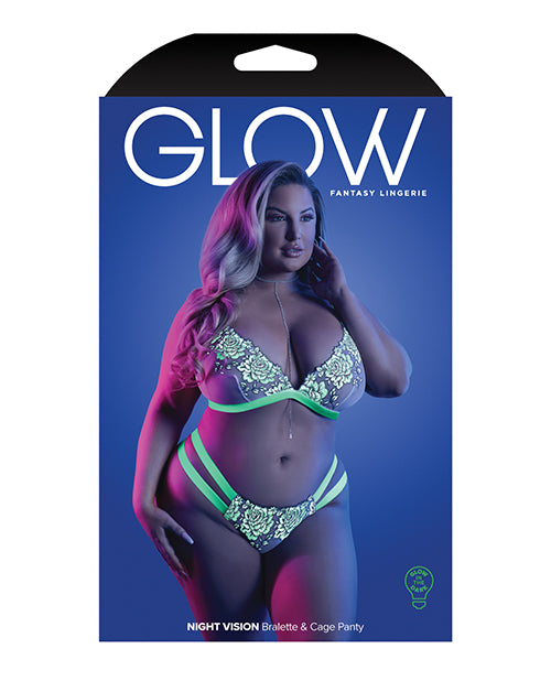 Glow Night Vision Glow In the Dark Bralette & Cage Panty QN