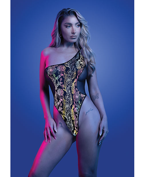 Luminescent Flash Reflective Floral Print Teddy - Black M/L