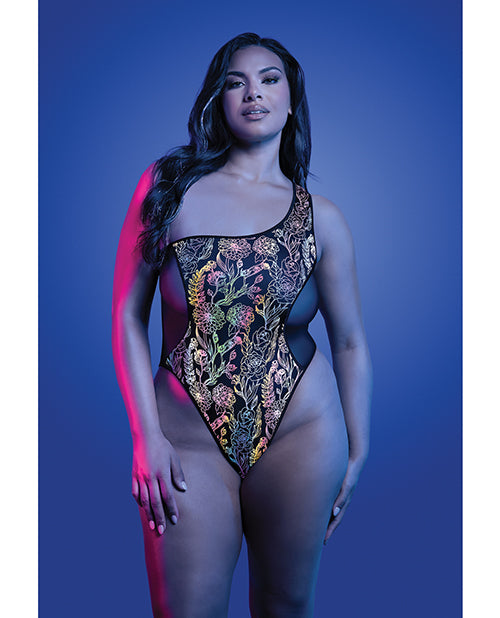 Luminescent Flash Reflective Floral Print Teddy - Black QN