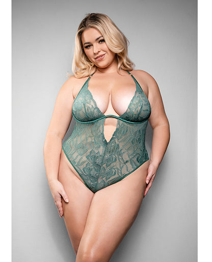 Temptress Aerin Lace Teddy w/Removable Chain - Green 1X/2X
