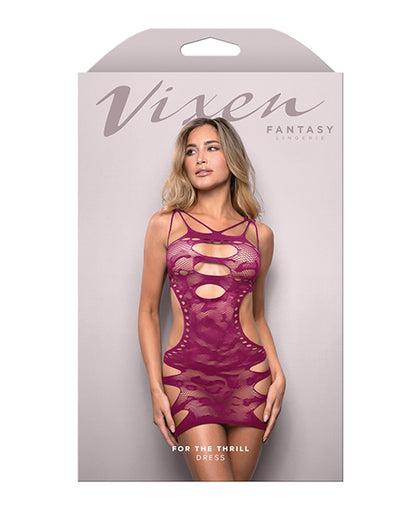 Vixen For The Thrill Leopard Knit Cut Out Dress - Magenta O/S