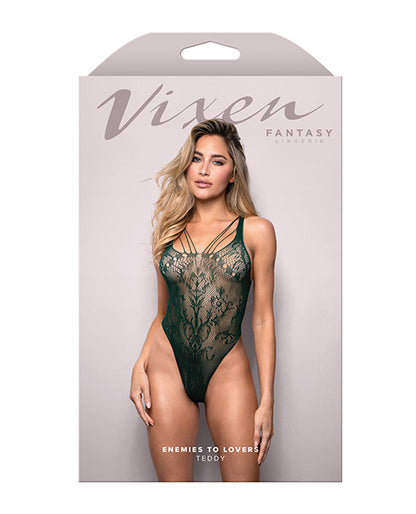 Vixen Enemies To Lovers Seamless Lace Teddy - Green O/S