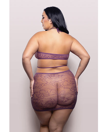 Vixen Focus On Me Halter Dress w/Key Ring Details - Purple QN