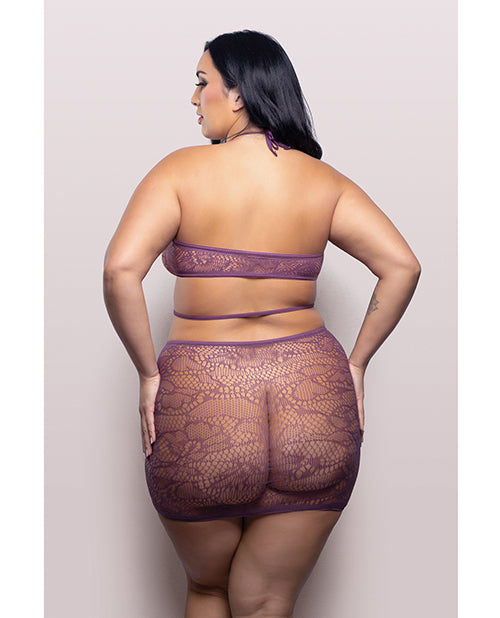 Vixen Focus On Me Halter Dress w/Key Ring Details - Purple QN