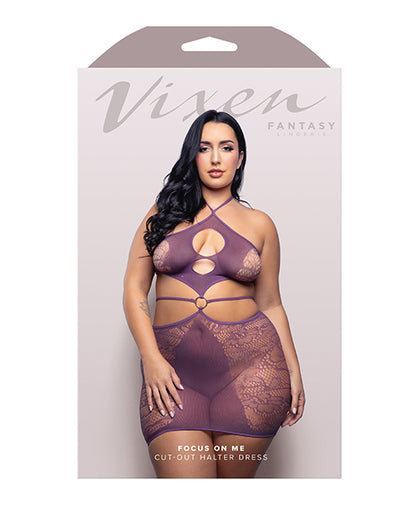 Vixen Focus On Me Halter Dress w/Key Ring Details - Purple QN