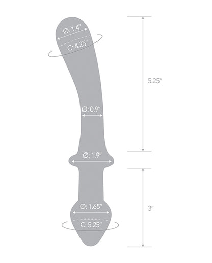 Glas 9" Classic Curved Dual Ended Dildo - Clear