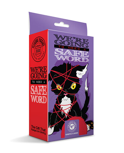 Pleasure Package We're Going to Need a Safe Word Satin Blind Fold, Wrist & Ankle Sash - Red