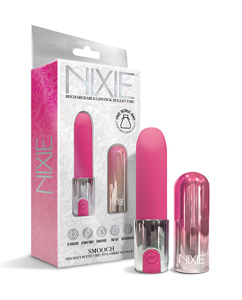 Nixie Smooch Rechargeable Lipstick Vibrator - Pink Ombre