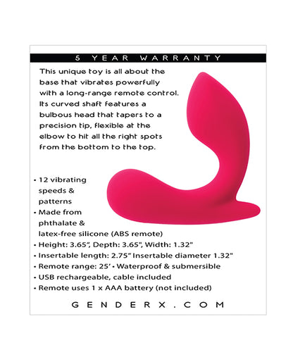Gender X All About the Bass Curved Stimulator w/Remote Control - Pink