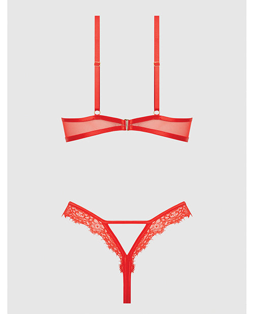 Nadia Lace & Mesh Cutout Teddy - Grenadine Dark Orange MD