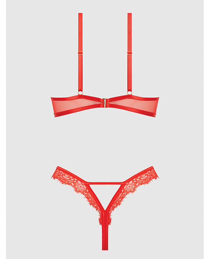 Nadia Lace & Mesh Cutout Teddy - Grenadine Dark Orange MD