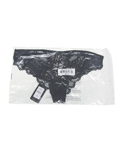 House of Desire Bella Lace Up Tanga Panty w/Jewel Detail - Black XL - Image 3