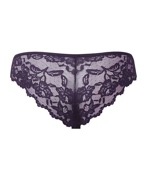 Bella Lace Up Tanga Panty w/Jewel Detail - Purple MD