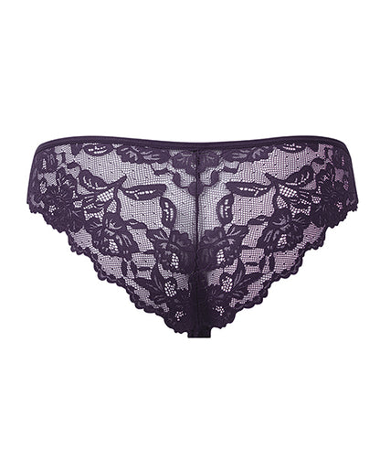Bella Lace Up Tanga Panty w/Jewel Detail - Purple MD