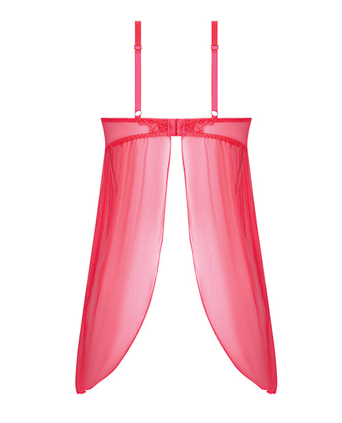 Eden Mesh Chemise Mini Dress w/Keyhole Cutout Details - Coral XL