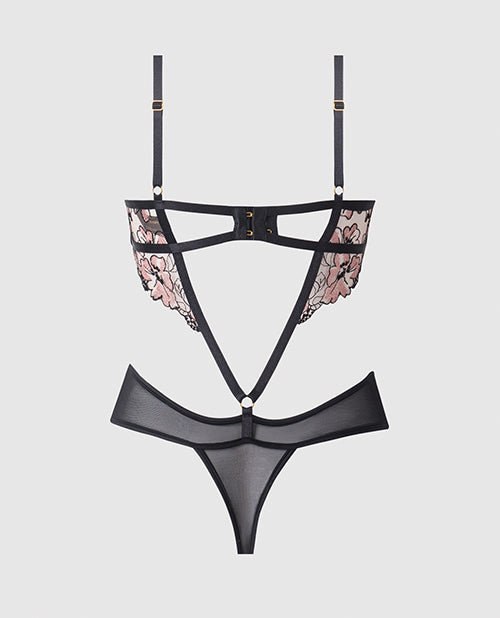 House of Desire Nova Lace Teddy w/Garters - Black SM - Image 5