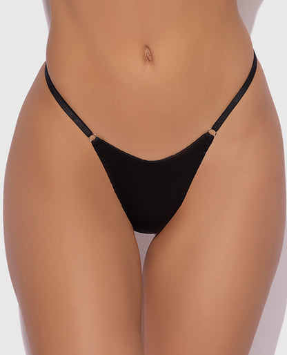 Krystal Rhinestone Net Back G-String - Black L/XL