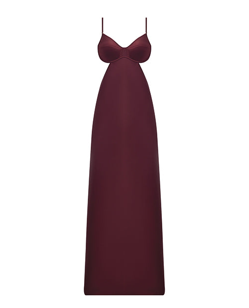 Brigeta Satin Cut Out Long Dress - Burgundy SM