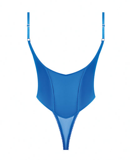 Madeline Lace & Mesh High Waist Teddy - Cobalt Blue MD