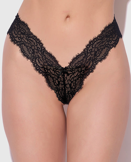House of Desire Lana Sheer Lace V-Thong - Black XL