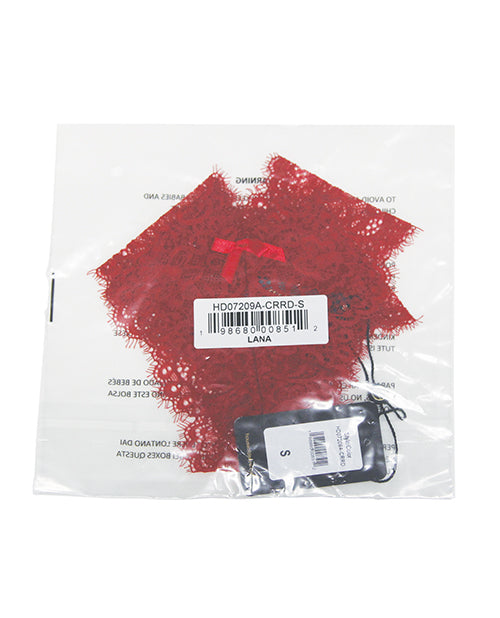House of Desire Lana Sheer Lace V-Thong - Red MD - Image 4