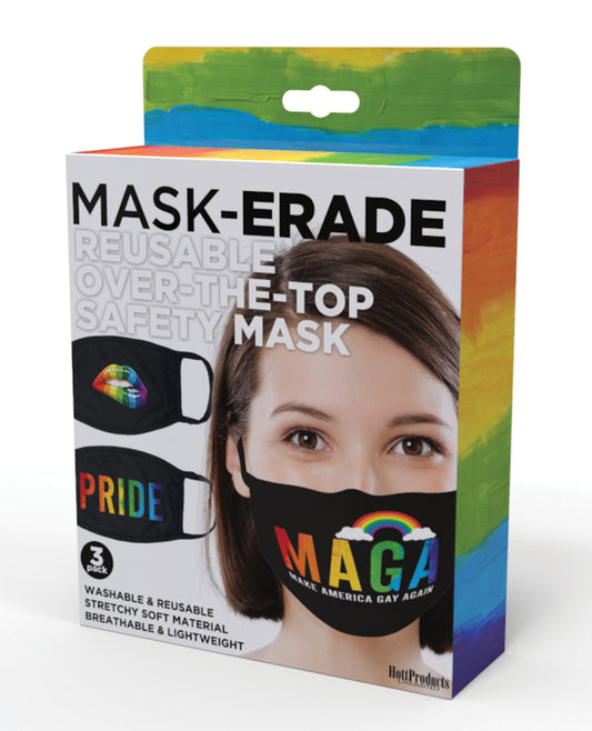 Hott Products Mask-erade Masks - Pride/Gay Again/Rainbow Kiss Pack of 3