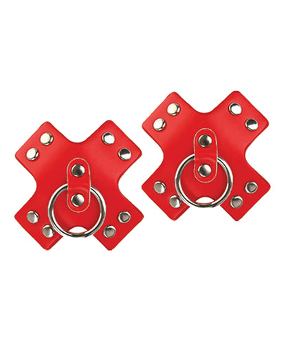 Nipplicious Nipplicious Seducer Leather Pasties w/Ring - Red