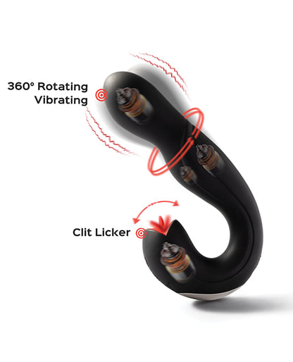 Joi Pro Rotating Head G-Spot Vibrator & Clit Licker w/Remote - Black