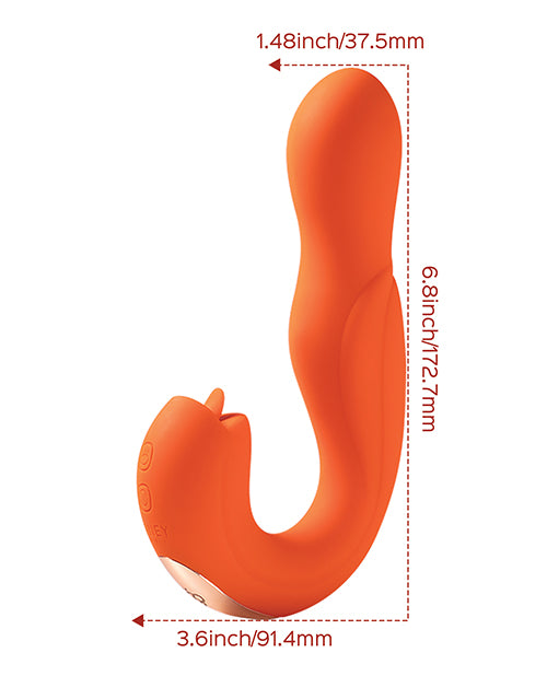 Joi Pro Rotating Head G-Spot Vibrator & Clit Licker w/Remote - Orange
