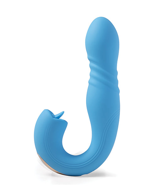 Honey Play Box Joi App Controlled Thrusting G-Spot Vibrator & Clit Licker - Blue
