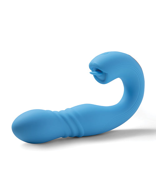 Honey Play Box Joi App Controlled Thrusting G-Spot Vibrator & Clit Licker - Blue - Image 4