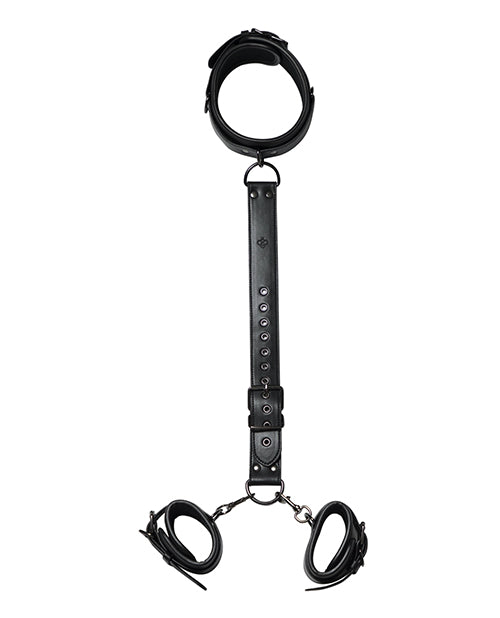 Honey Play Box Kinky Play Box Locking Harness Collar to Wrist Restraints - Black - Image 5