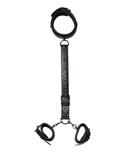 Honey Play Box Kinky Play Box Locking Harness Collar to Wrist Restraints - Black - Image 5